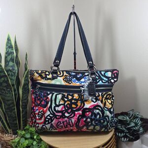 Coach Poppy Graphic Blossom Graffiti Glam Tote
